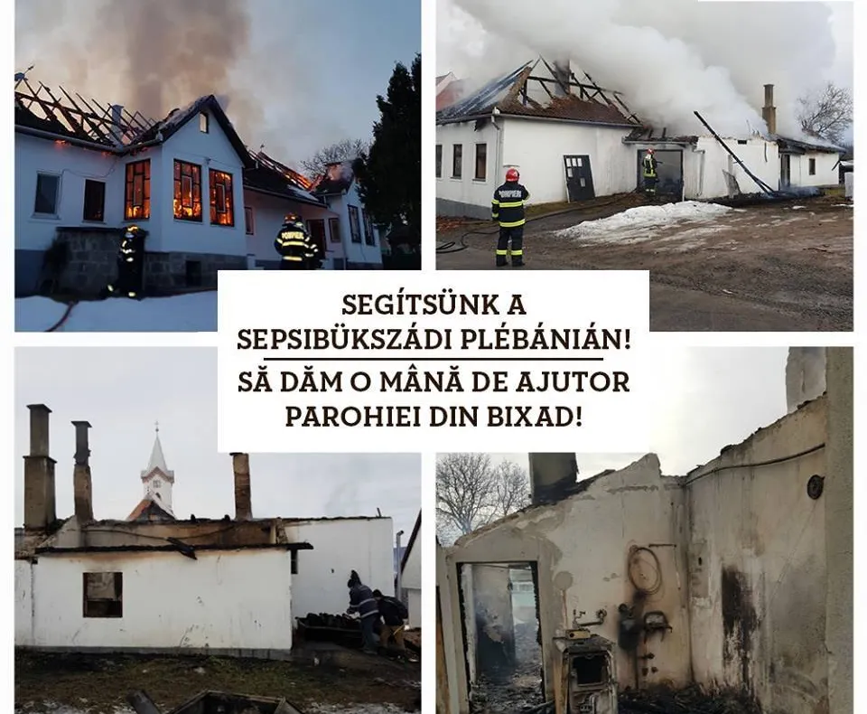Se strâng fonduri pentru reconstrucția parohiei din Bixad, arsă în incendiul de duminică