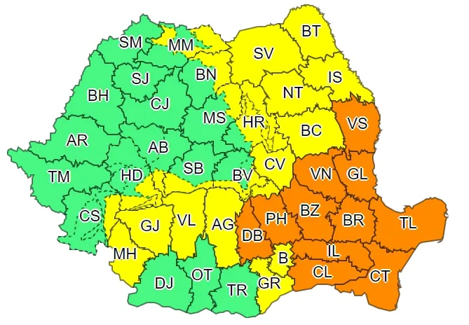 O nouă zi, o nouă avertizare! Cod galben de ploi în Covasna