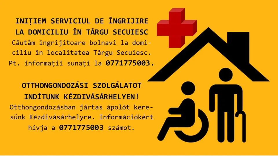Crucea Roşie Covasna înfiinţează la Târgu Secuiesc serviciul de îngrijire la domiciliu