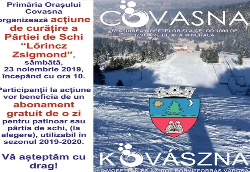 Abonamente gratuite pentru cei care ajută în weekend la curăţarea pârtiei de schi „Lőrincz Zsigmond” din Covasna