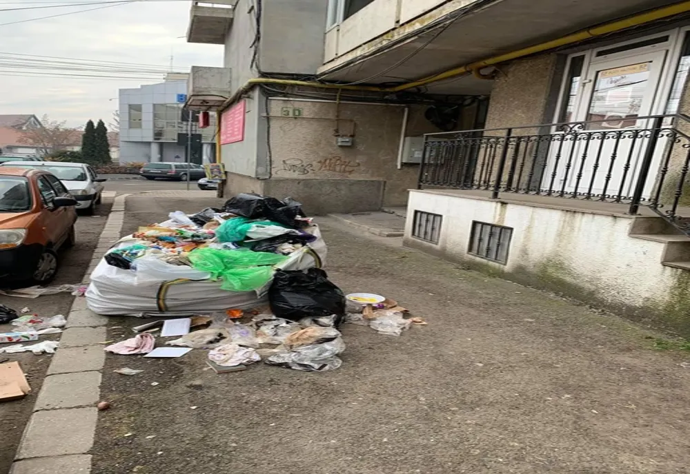 Străzile din Sfântu Gheorghe „decorate” cu gunoaie după petrecerea de Revelion