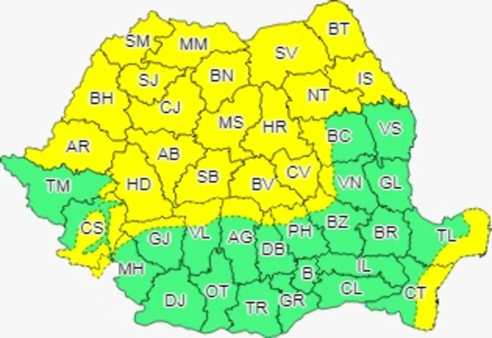 Judeţul Covasna, sub COD GALBEN de vânt sâmbătă