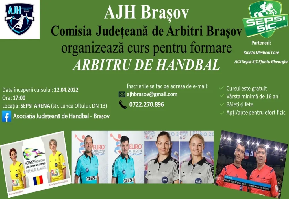 Tinerii din Covasna vor fi şcoliți, GRATUIT, de arbitri internaționali de handbal