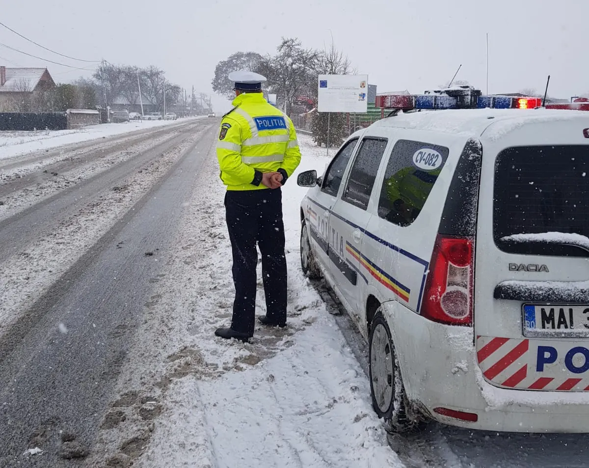 Politia Covasna rutier iarna