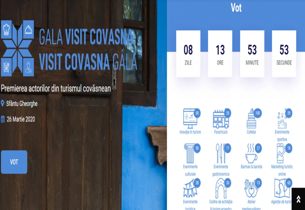 Cei 220 de candidați ai Galei Visit Covasna pot fi votați până pe 20 martie 
