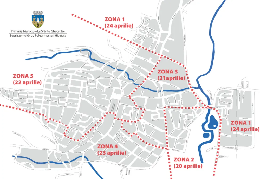 Împărţirea pe zone şi zile a acţiunii de dezinfectare a blocurilor din Sfântu Gheorghe