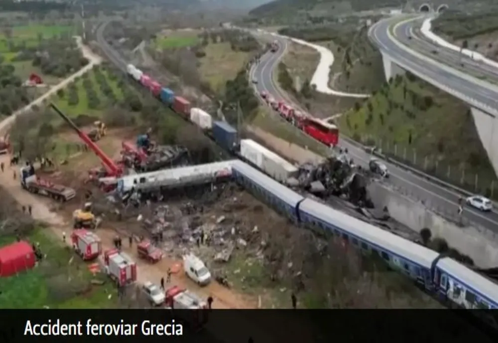 VIDEO - Momentul în care cele două trenuri s-au ciocnit, în Grecia, a fost surprins de camerele de supraveghere - Imagini care vă pot afecta emoțional